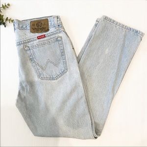 Vintage Wrangler straight leg white wash high rise jeans size 27